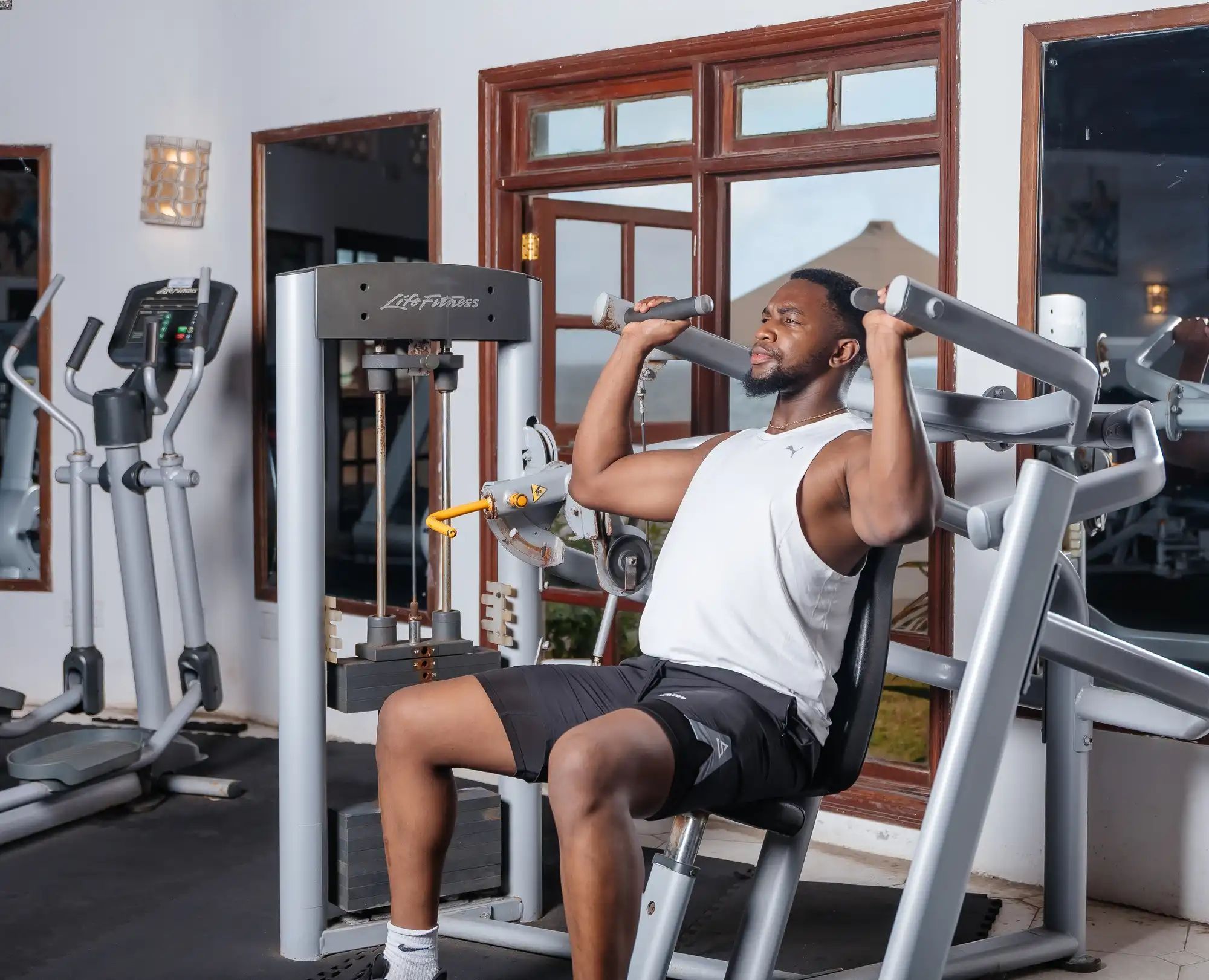 The gym, open around the clock